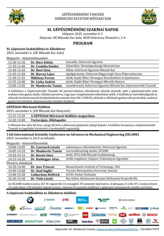 XI. G&eacute;p&eacute;szm&eacute;rn&ouml;ki Szakmai Napok